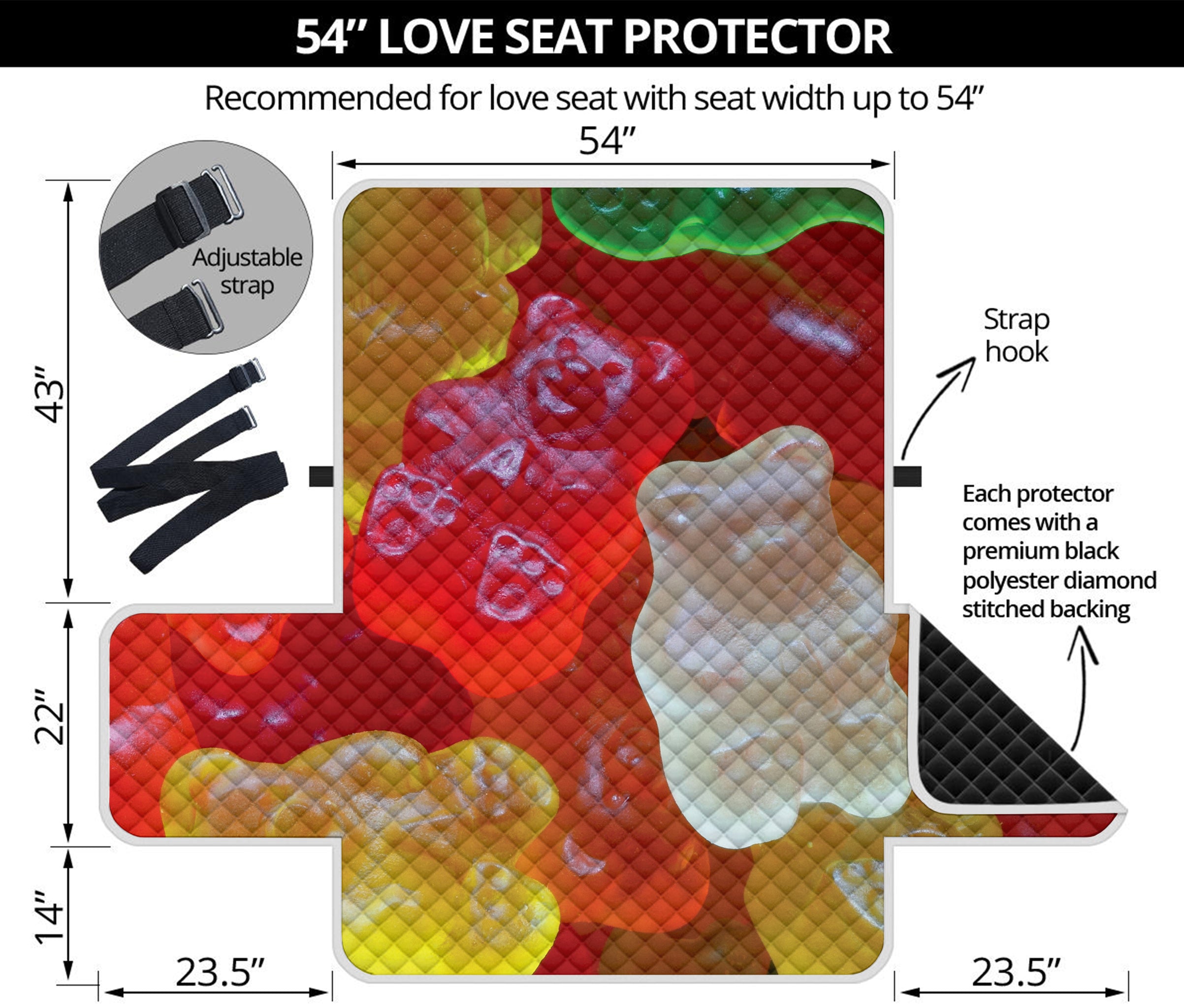 Sweet Gummy Bear Print Loveseat Protector