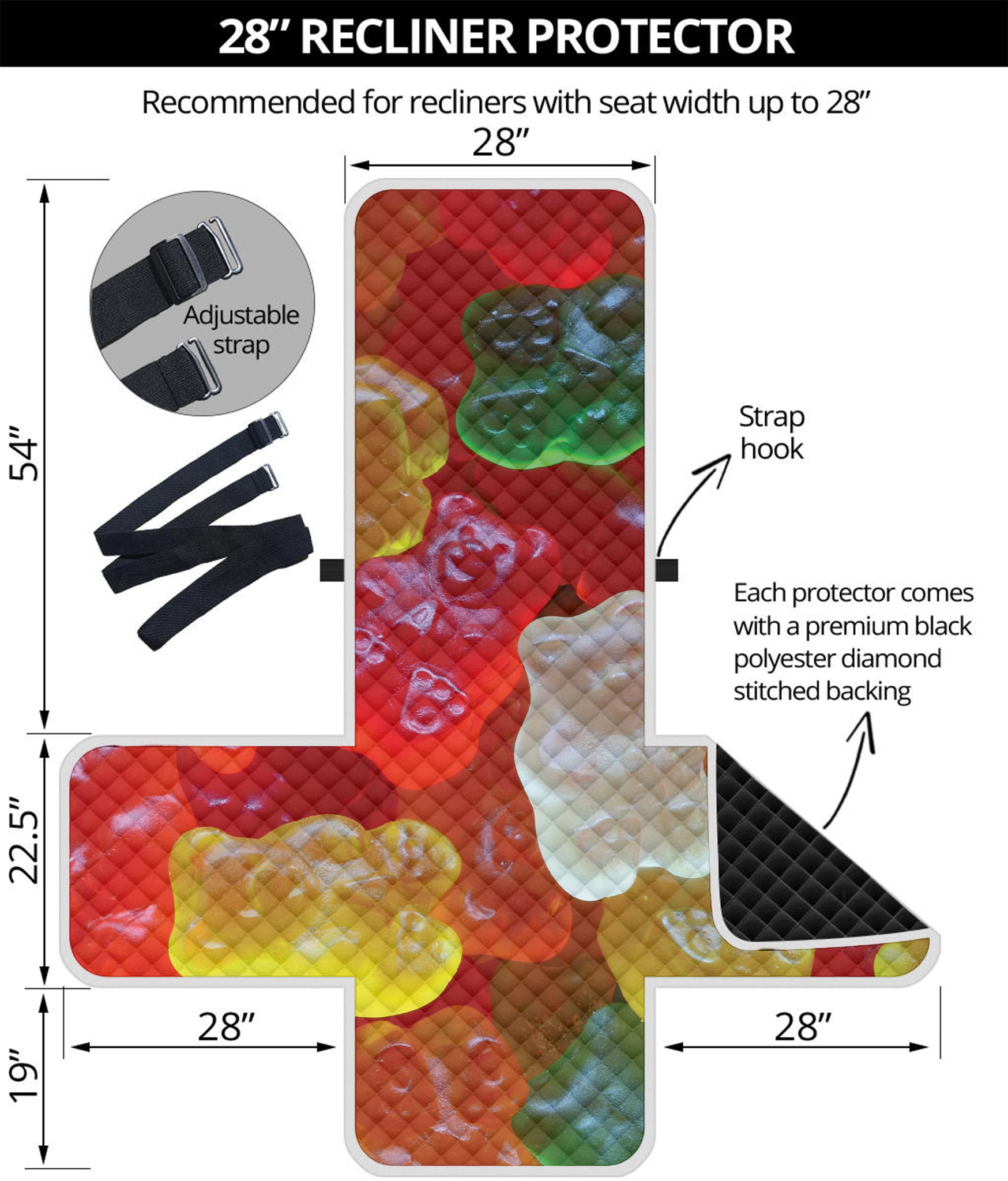 Sweet Gummy Bear Print Recliner Protector