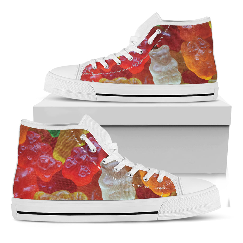 Sweet Gummy Bear Print White High Top Shoes