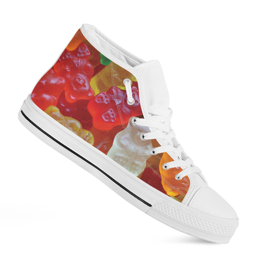 Sweet Gummy Bear Print White High Top Shoes