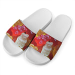 Sweet Gummy Bear Print White Slide Sandals