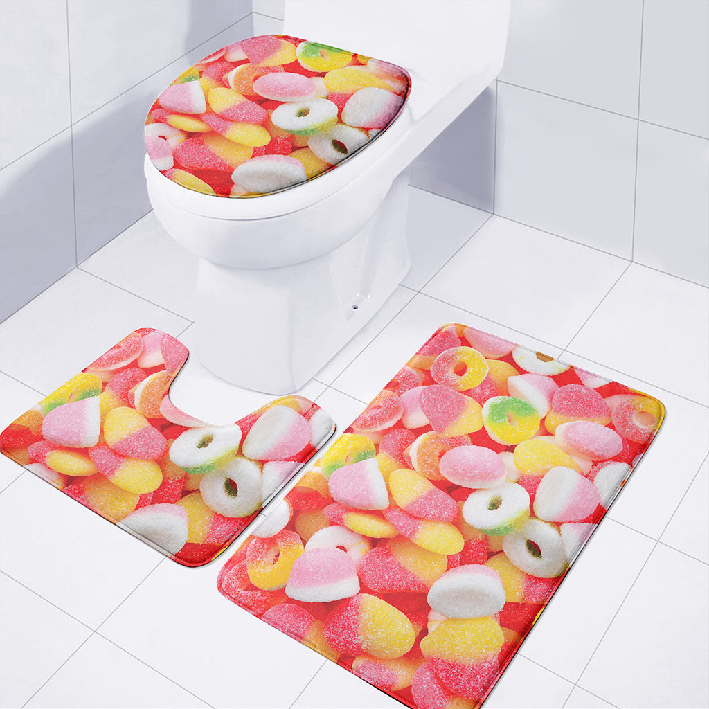 Sweet Gummy Print 3 Piece Bath Mat Set