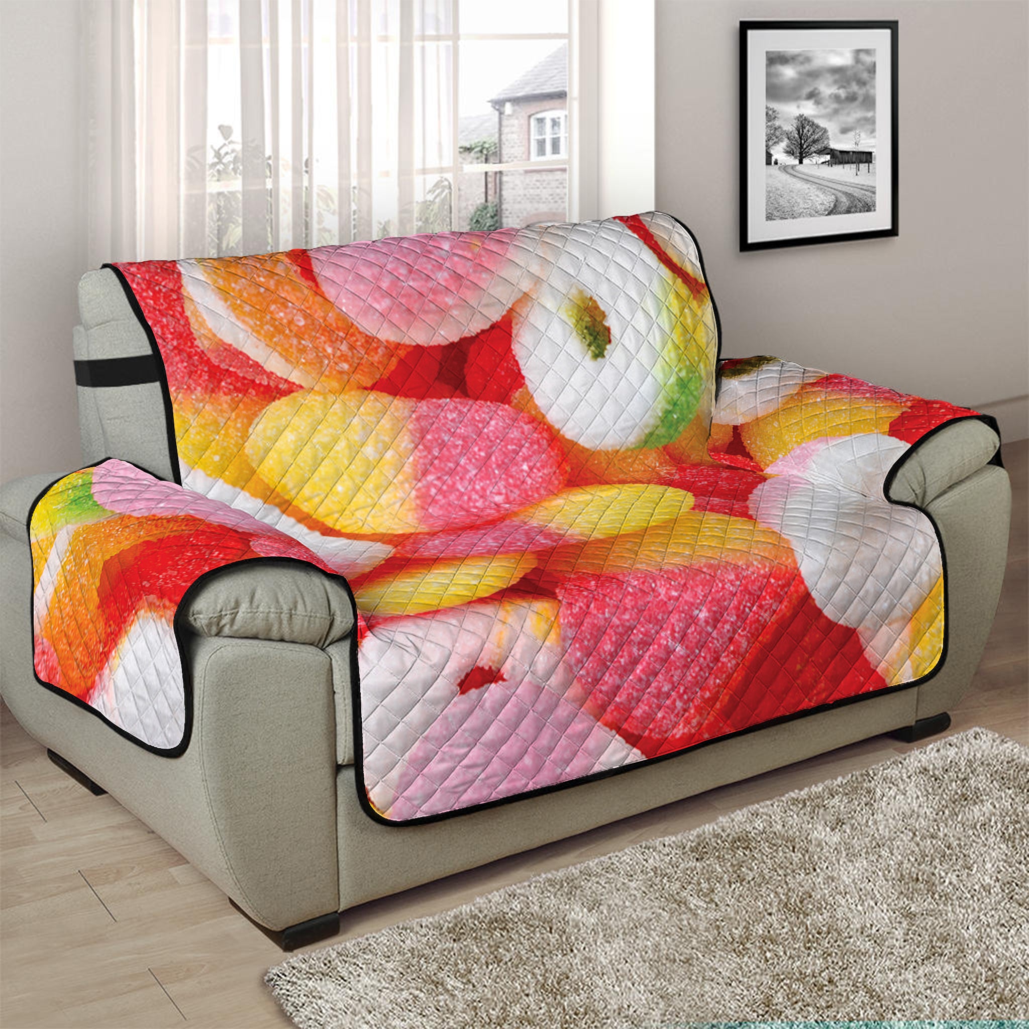 Sweet Gummy Print Half Sofa Protector