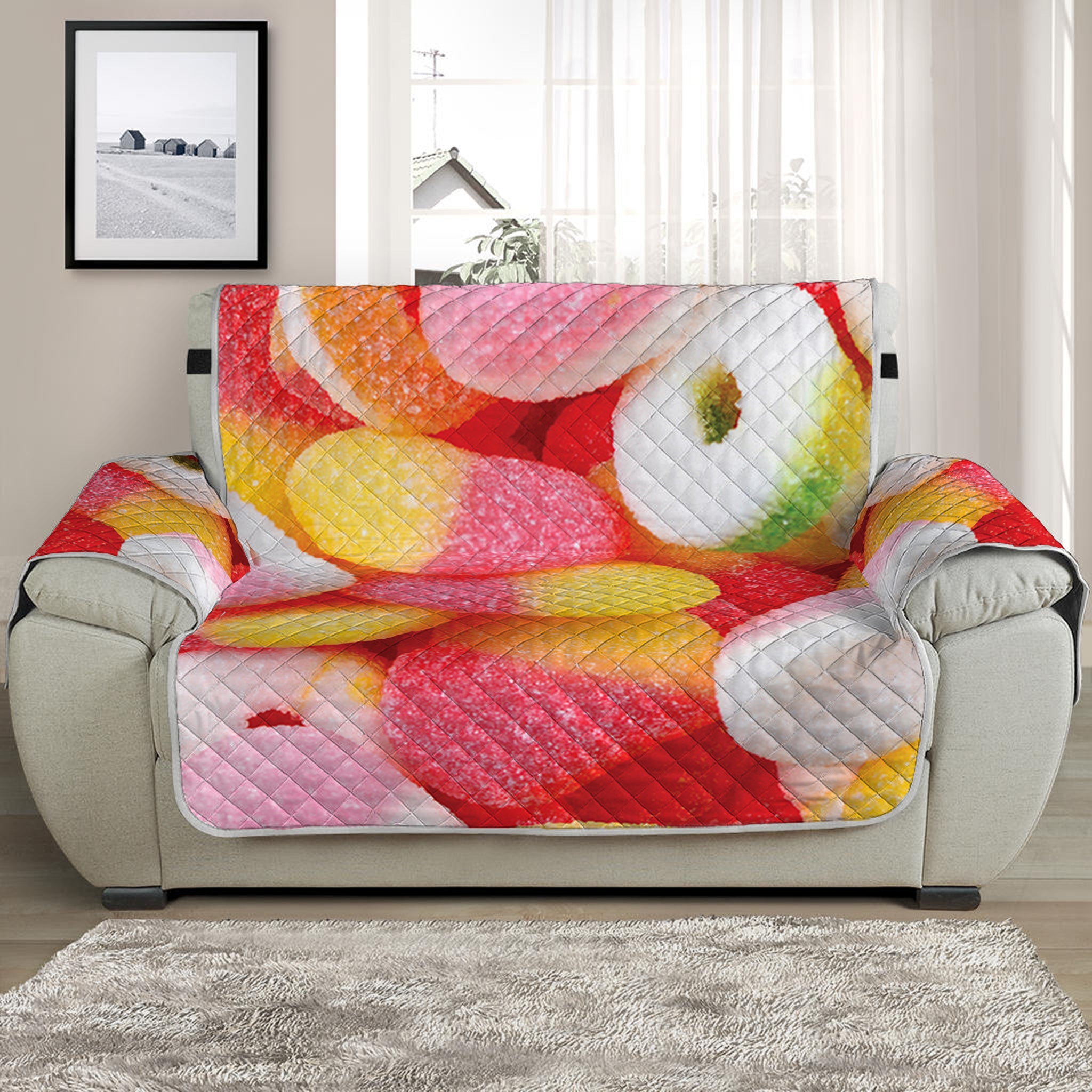 Sweet Gummy Print Half Sofa Protector