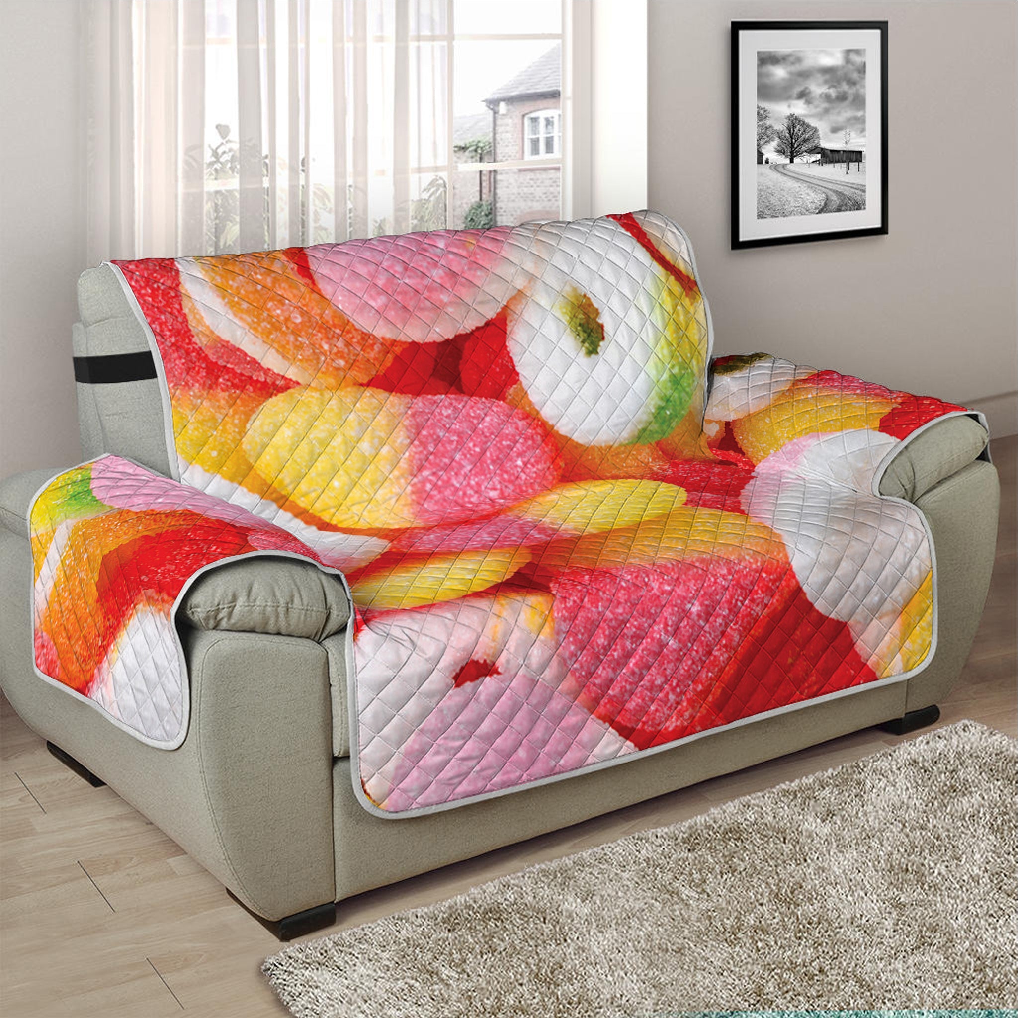 Sweet Gummy Print Half Sofa Protector