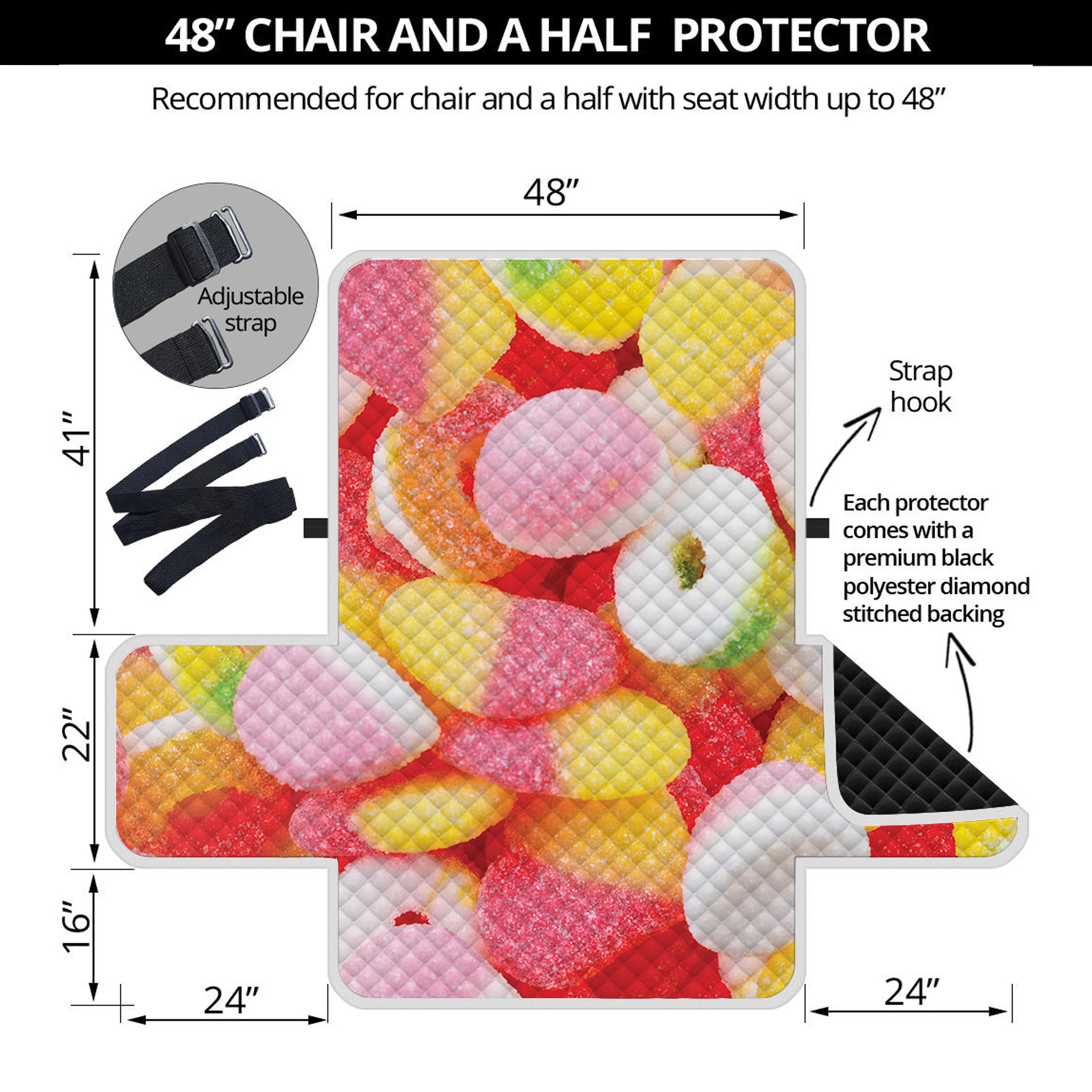 Sweet Gummy Print Half Sofa Protector