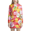 Sweet Gummy Print Pullover Hoodie Dress