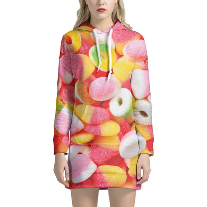 Sweet Gummy Print Hoodie Dress
