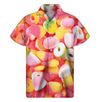 Sweet Gummy Print Men's Short Sleeve Shirt