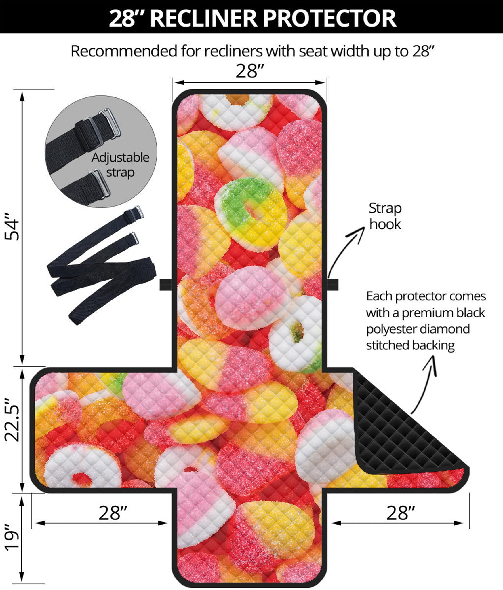Sweet Gummy Print Recliner Protector