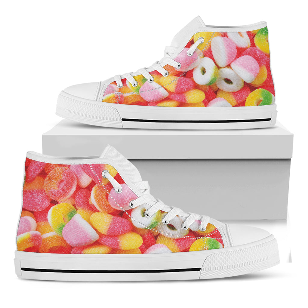 Sweet Gummy Print White High Top Shoes