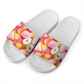 Sweet Gummy Print White Slide Sandals
