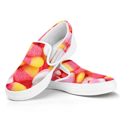 Sweet Gummy Print White Slip On Shoes