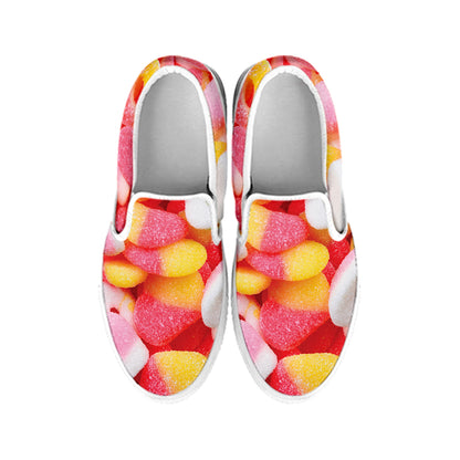 Sweet Gummy Print White Slip On Shoes