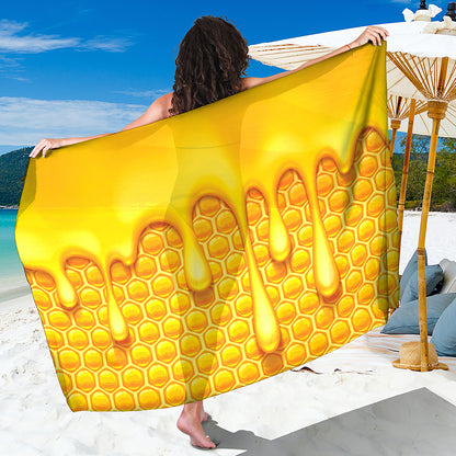 Sweet Honey Bee Hive Print Beach Sarong Wrap