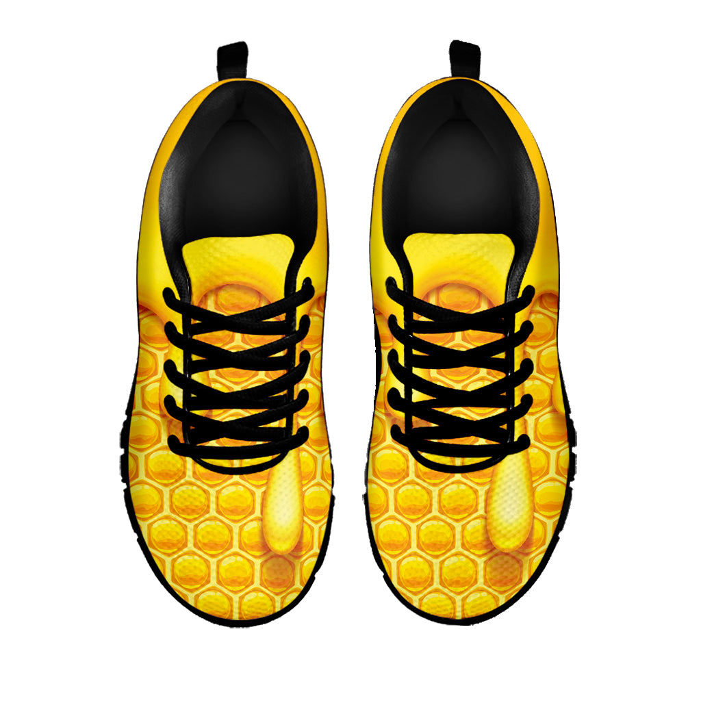 Sweet Honey Bee Hive Print Black Sneakers