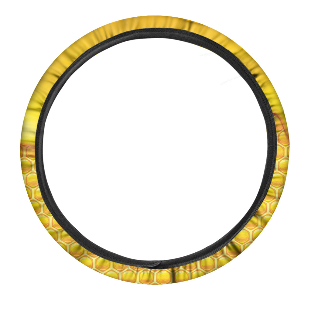 Sweet Honey Bee Hive Print Car Steering Wheel Cover