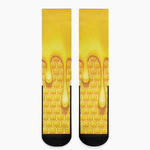 Sweet Honey Bee Hive Print Crew Socks