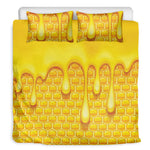 Sweet Honey Bee Hive Print Duvet Cover Bedding Set