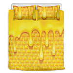Sweet Honey Bee Hive Print Duvet Cover Bedding Set