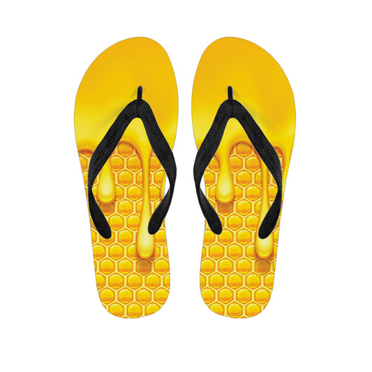 Sweet Honey Bee Hive Print Flip Flops