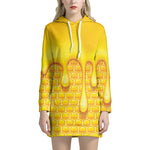 Sweet Honey Bee Hive Print Hoodie Dress