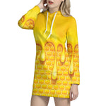 Sweet Honey Bee Hive Print Hoodie Dress