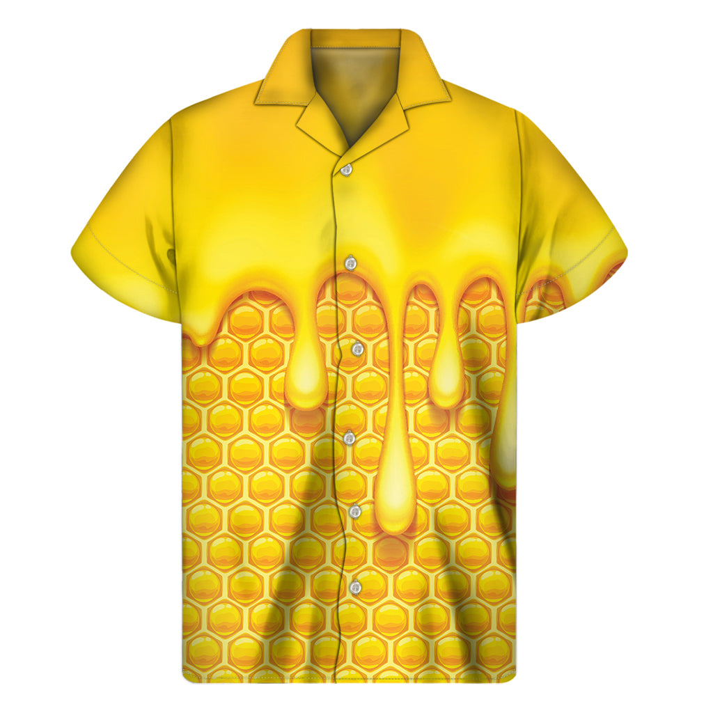 Sweet Honey Bee Hive Print Men's Short Sleeve Shirt