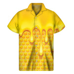 Sweet Honey Bee Hive Print Men's Short Sleeve Shirt