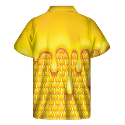 Sweet Honey Bee Hive Print Men's Short Sleeve Shirt