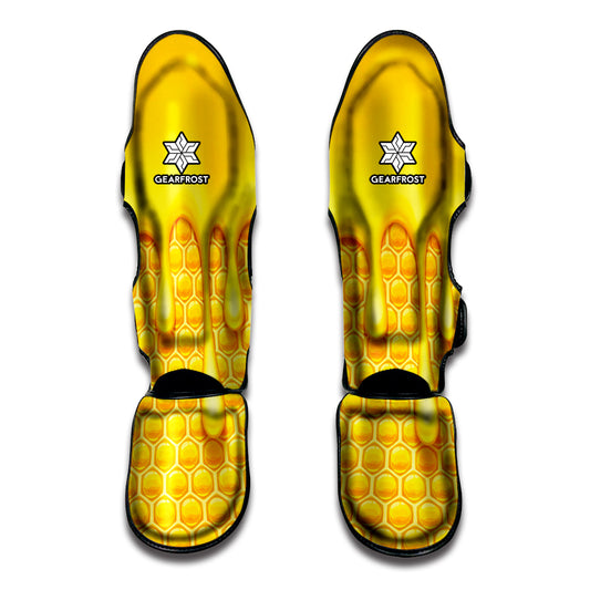 Sweet Honey Bee Hive Print Muay Thai Shin Guard