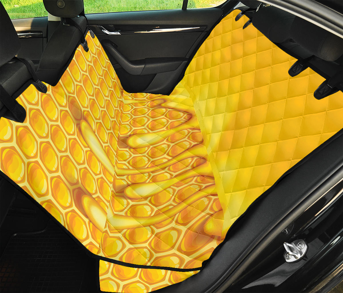Sweet Honey Bee Hive Print Pet Car Back Seat Cover