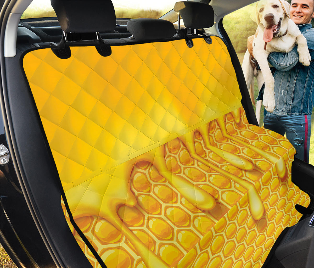 Sweet Honey Bee Hive Print Pet Car Back Seat Cover