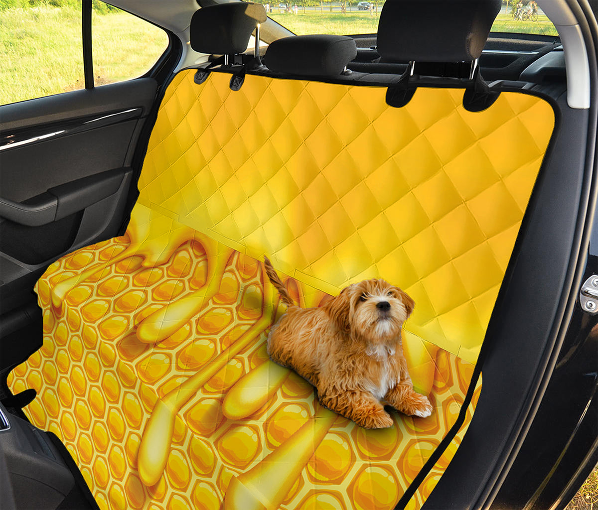 Sweet Honey Bee Hive Print Pet Car Back Seat Cover