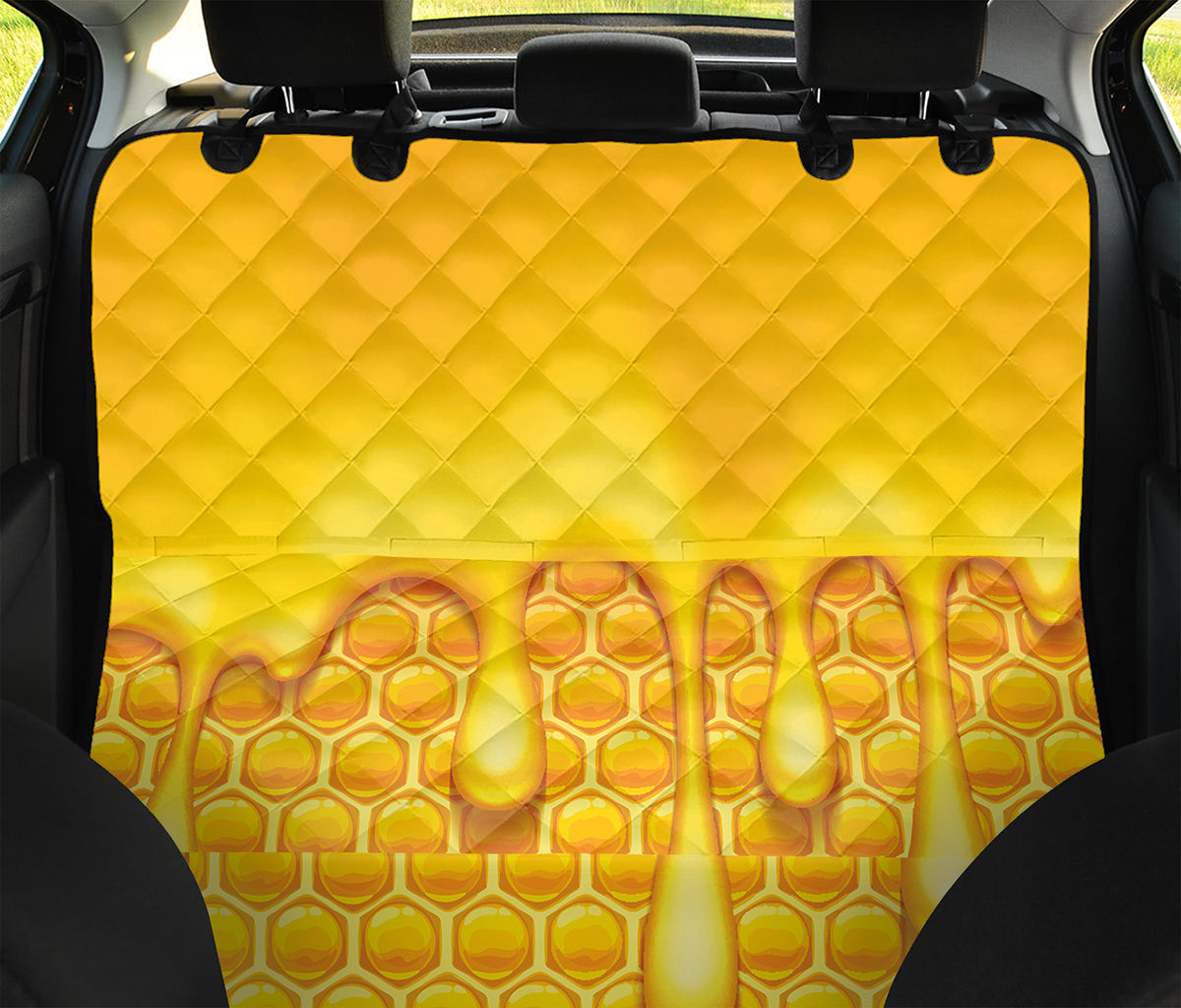 Sweet Honey Bee Hive Print Pet Car Back Seat Cover