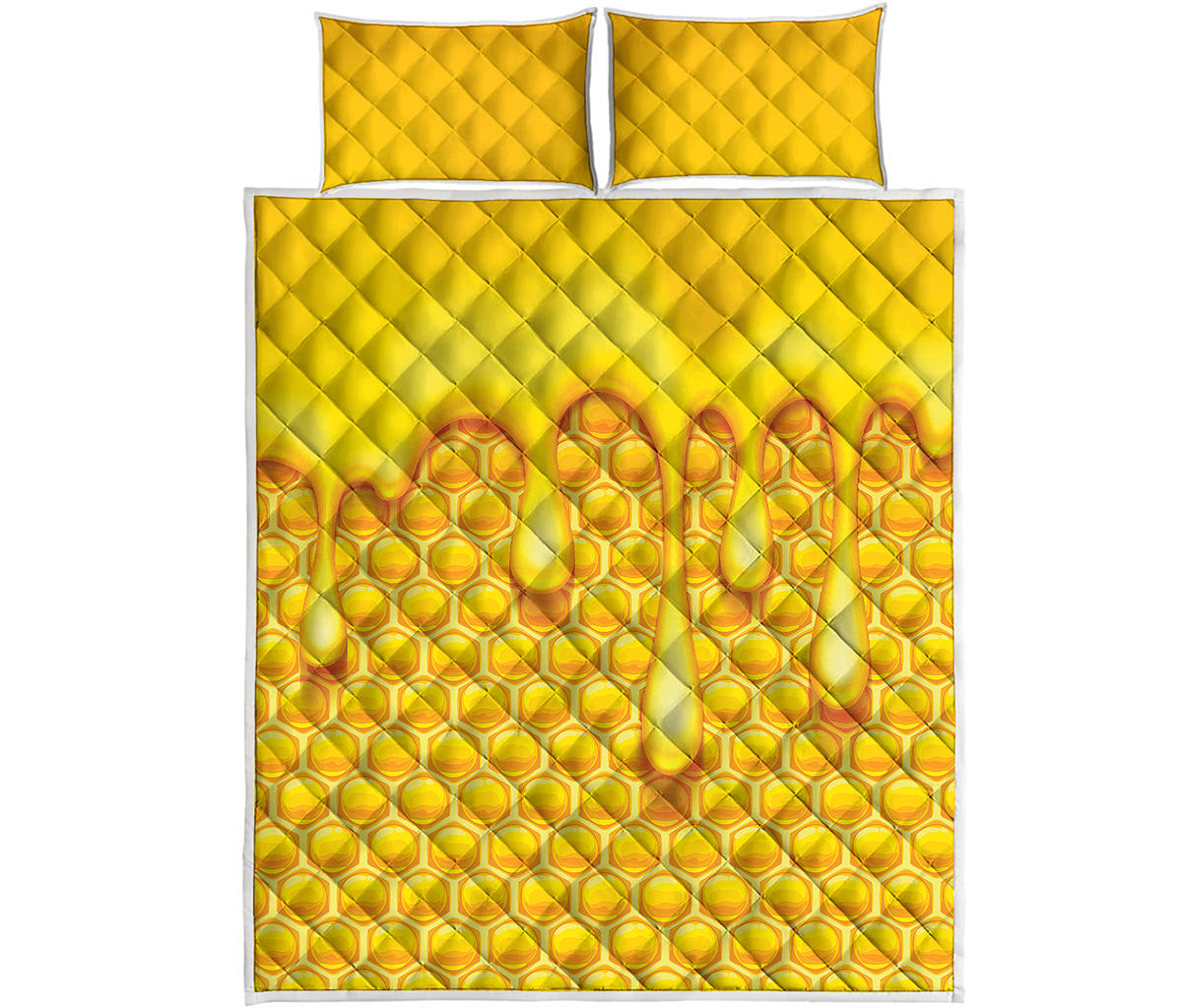 Sweet Honey Bee Hive Print Quilt Bed Set