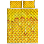 Sweet Honey Bee Hive Print Quilt Bed Set