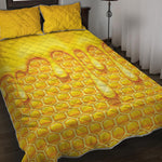Sweet Honey Bee Hive Print Quilt Bed Set