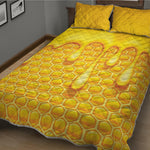 Sweet Honey Bee Hive Print Quilt Bed Set