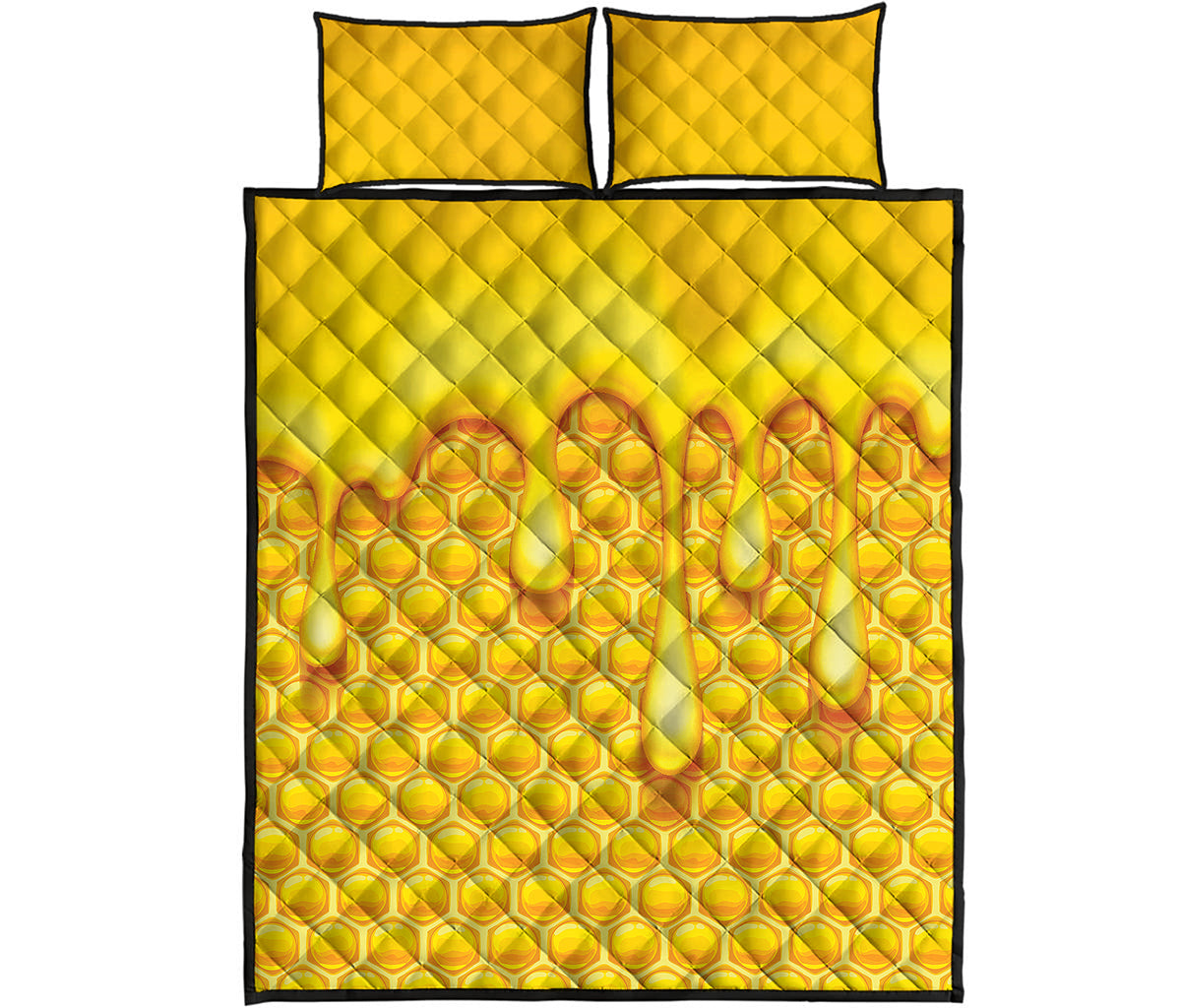 Sweet Honey Bee Hive Print Quilt Bed Set