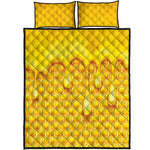 Sweet Honey Bee Hive Print Quilt Bed Set