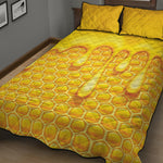 Sweet Honey Bee Hive Print Quilt Bed Set