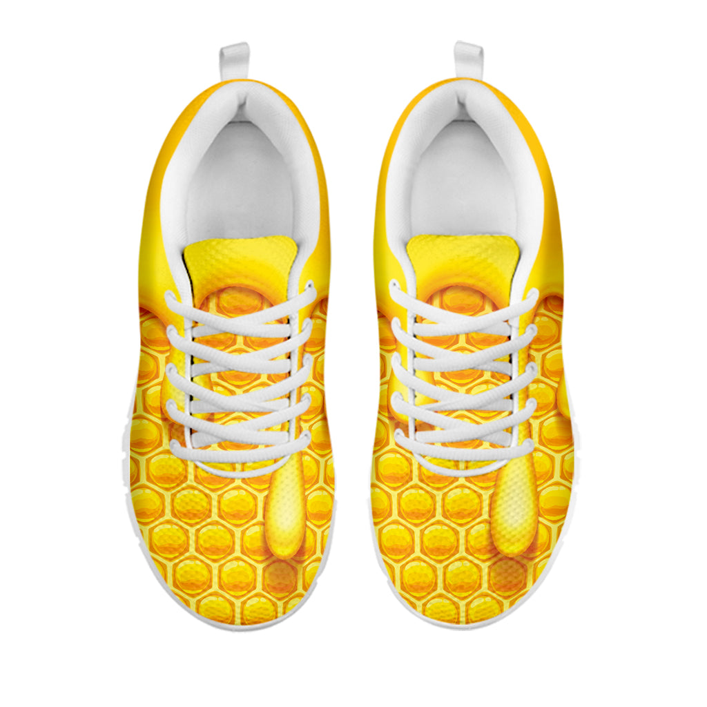Sweet Honey Bee Hive Print White Sneakers