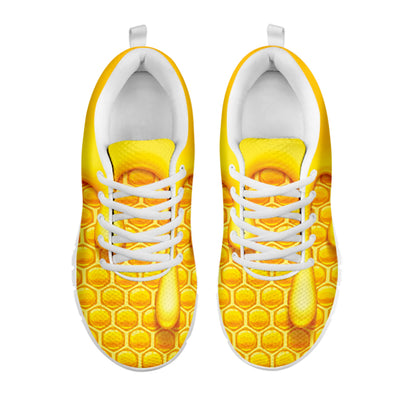 Sweet Honey Bee Hive Print White Sneakers