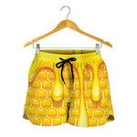 Sweet Honey Bee Hive Print Women's Shorts