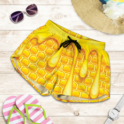 Sweet Honey Bee Hive Print Women's Shorts