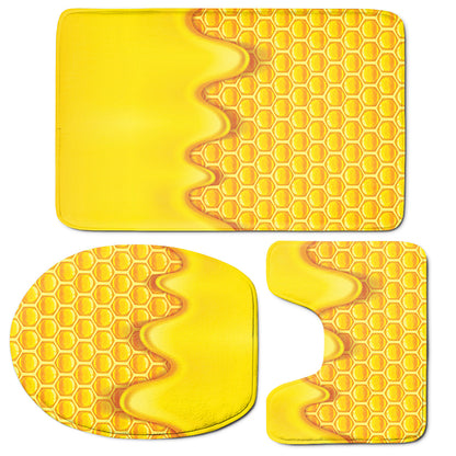 Sweet Honey Honeycomb Print 3 Piece Bath Mat Set