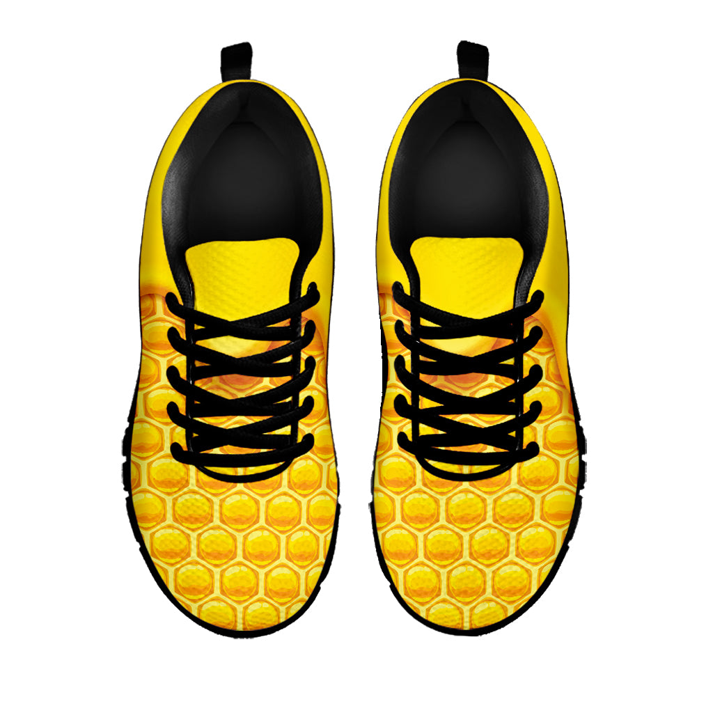 Sweet Honey Honeycomb Print Black Sneakers