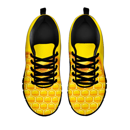 Sweet Honey Honeycomb Print Black Sneakers