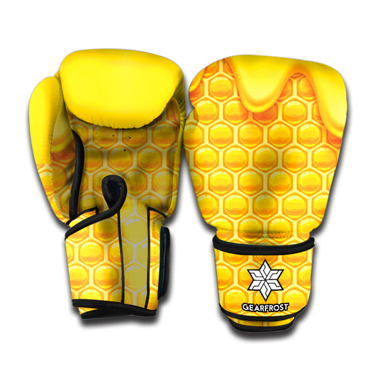 Sweet Honey Honeycomb Print Boxing Gloves